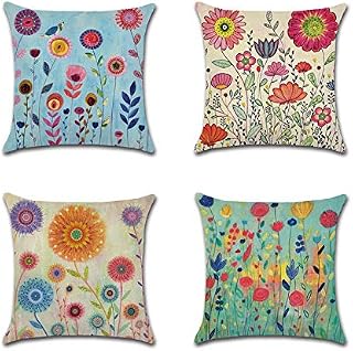 VIGVOG Set of 4 Boho Mandala Throw Pillow Cover Hippie Cushion Cover 18 X 18 Inches Home Decoration