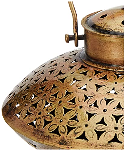 Image of Amazon Brand - Solimo Iron Degchi Doop Stand & Tealight Candle Holder for Home Decor (Netted Style), Gold