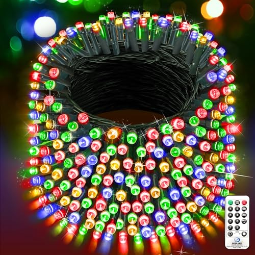 XURISEN 403FT Christmas Lights, 1000 LED Super Long String Lights 8 Modes & Memory Timer Plug in Twinkle Fairy Lights Decor for Home Xmas Party Wedding (1000LED 403 Ft Green Wire, Multicolor) XURISEN 403FT Christmas Lights, 1000 LED Super Long String Lights 8 Modes & Memory Timer Plug in Twinkle Fairy Lights Decor for Home Xmas Party Wedding (1000LED 403 Ft Green Wire, Multicolor)