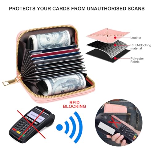 Image of Credit Card Wallet, RFID Card Case Wallet, Zipper Card Cases Holder for Men Women, RFID Blocking, KeyChain Wallet, Compact Size Card Organizer Case for Women
