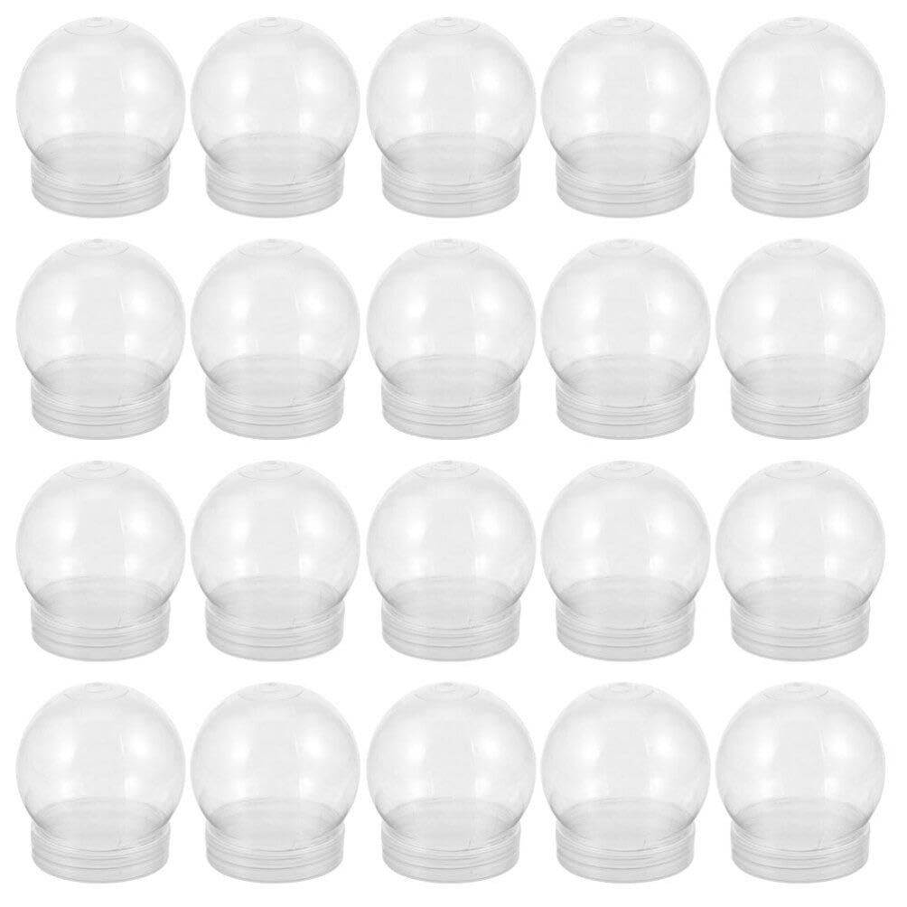 Yardwe 20PCS DIY Snow Globe Water Globe, 6cm Clear Reusable Plastic Empty Snow Globe Kit with Screw Off Cap for DIY Crafts Christmas Home Decoration