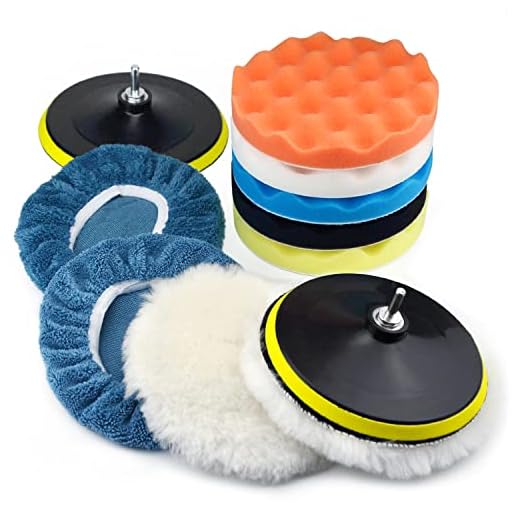 7 Inch Polishing Pads Kit Car Foam Sponge Pads Wool Bonnet Pads with 5/8-11 Thread Backing Pads & 8mm Adapters for Polisher & Electric Drill Auto Body Repair Pad for Waxing Buffing Sealing Glaze,13PCS