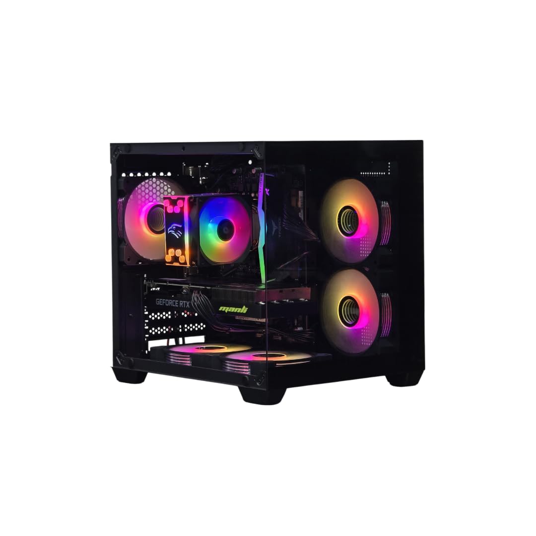 Gaming PC Desktop Computer i5-14400F, RTX 3050/3060 / 5050/5060 GPU Options, 16GB DDR4 RAM, 1TB NVMe SSD, Windows 11 Pro, WiFi, Bluetooth, Air Cooling, (GPU RTX 5050 8GB NVIDIA)