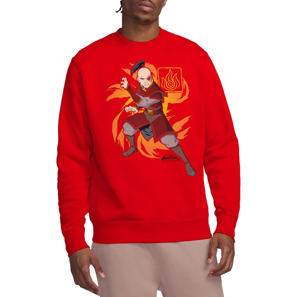 Nickelodeon Men' Red Avatar The Last Airbender Zuko Flame Burst Crew Sw in Size S, Sports Direct