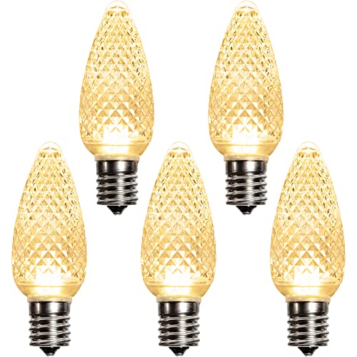 Echosari Pack Of 25 Led C9 Warm White Replacement Christmas Light Bulbs For Outdoor String Light, Ul Listed Commercial Grade Holiday Bulbs, C9/E17 Candelabra Base Sockets #TOP13