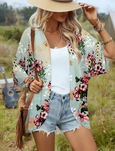 Image of BB&KK Women's Floral Kimono Summer Short Cover Ups Tops