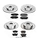 Power Stop K6327 Front and Rear Z23 Carbon Fiber Brake Pads with Drilled & Slotted Brake Rotors Kit