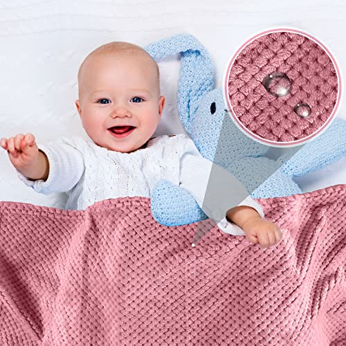 Image of Reginary 4Pcs 30x40 Baby Blanket Fuzzy,Pink | Waffle Flannel Baby Throw Blankets, Warm Nursery & Crib Blankets, Girl & Boy Newborn Infant