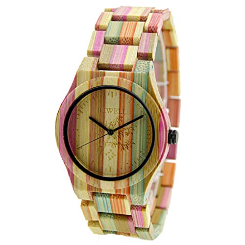 Bewell w105dg Montre Femme Montre bracelet Mode Mouvement à Quartz analogique Casual Style en bois