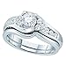 Dazzlingrock Collection 0.90 Carat (ctw) 14K Round Diamond Fashion Bridal Engagement Ring Set With Matching Band, White Gold
