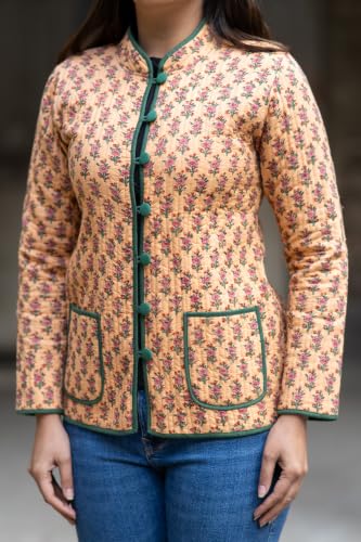 Image of Reversible Jacket for Women | Double Sided Quilted Jacket | Reversible Winter Jacket for Women | Stylish Ethnic Printed Jacket | Warm & Comfortable Casual Outerwear