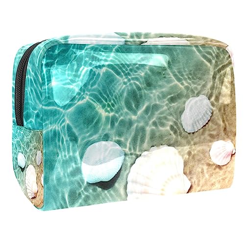 Sac de maquillage pour femmes et filles style plage et coquillage poétique