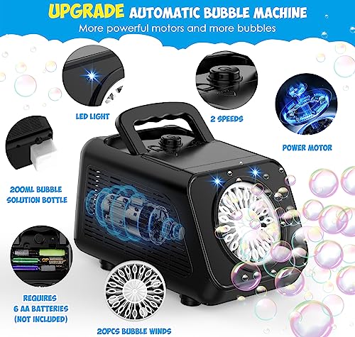 Bubble Machine, Automatic Bubble Blower With 20000+ Bubbles Per Minute, Portable Bubble Machine For Kids And Toddler With 2 Speed Levels, Outdoor Toys For Parties, Birthday, Wedding, Christmas #TOP2