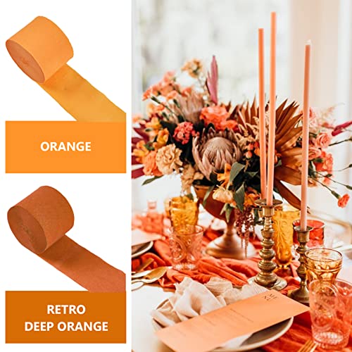 Image of PartyWoo Crepe Paper Streamers 4 Rolls 328ft, Pack of Shades of Orange Crepe Paper for Party, Wedding, Birthday, Baby Shower Decorations (1.8 Inch x 82 Ft /Roll)