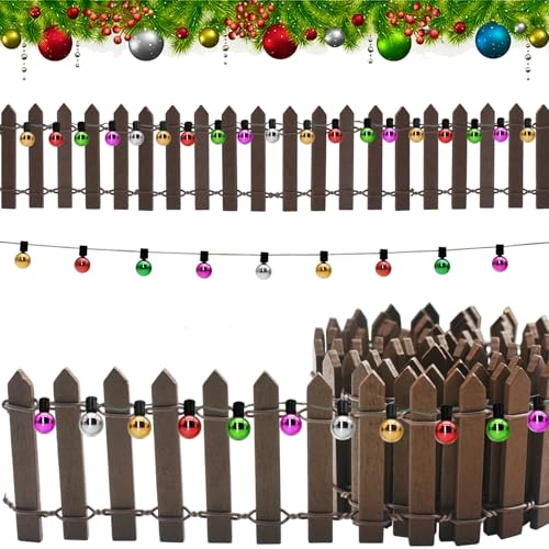Weihnachten Miniatur-Gartenzaun Holzzaun Flexibler Miniatur-Zaun, 100cm*5cm Miniatur Zaun Gartenzaun Holz, verwendet für Miniaturlandschaft Puppenhaus Blumentopf Fee Garten Wichteltür dekoration