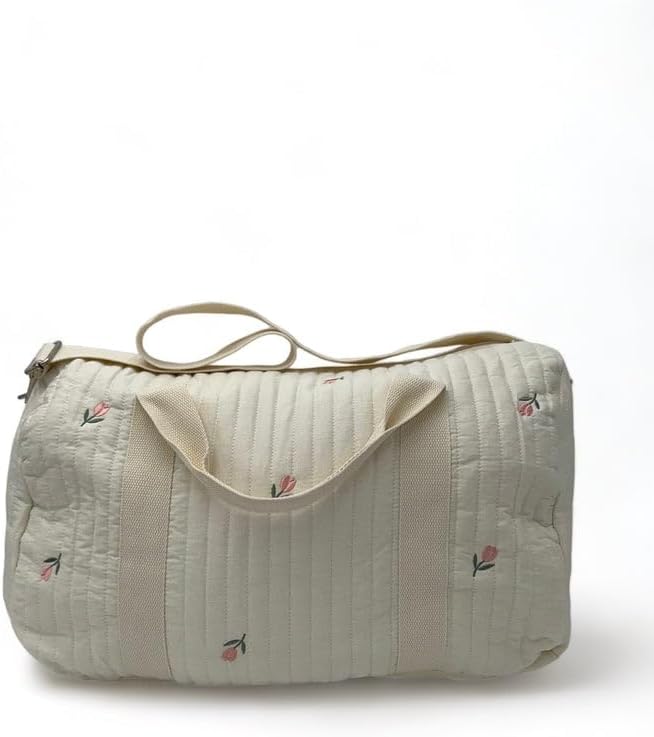 Large Luggage Bag Tulips l Bag Handmade Embroidery Lightweight & Eco-Friendly