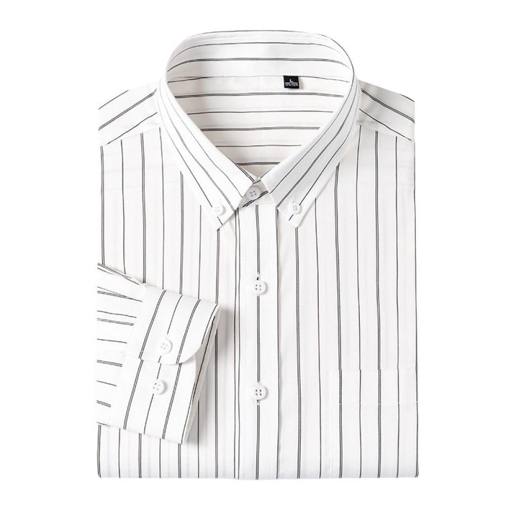 HGJH Hemd,Herren-Streifenhemd, Langärmlig, Klassisch, Reguläre Passform, Lässig, Button-Down-Hemden, Stilvoll, Ausgefallenes Hemd, Business-Hemden, Party-Hawaii-Hemden, Hemden