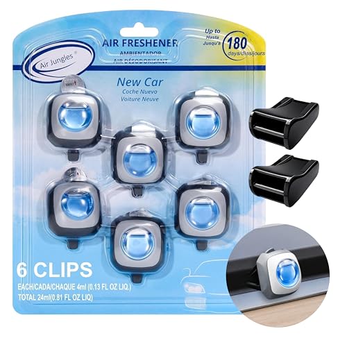 Image of Air Jungles Car Air Freshener Vent Clip 6 Ct with 2 Tesla Adapter | New Car Scent Compatible with Tesla Model Y 2020-2024, Model 3 2017-2023, Silicon Adapter Secure Fit, Long Lasting