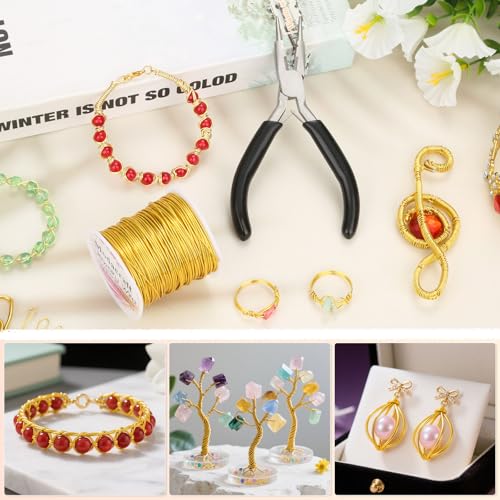 Image of Modacraft 18 Gauge Gold Jewelry Wire & 4-in-1 Pliers Kit - 65FT Tarnish Resistant Copper Craft Wire (1.0mm) for Wire Wrapping, DIY Jewelry Making, Christmas Ornaments & Holiday Decorations
