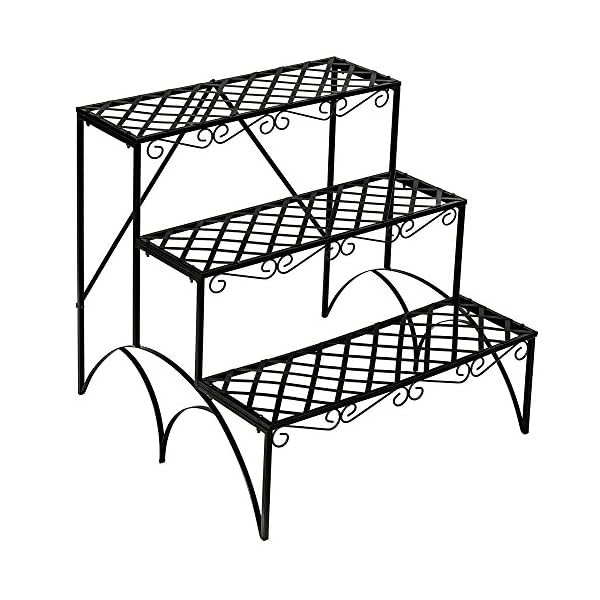 TecTake 3 TIER METAL GARDEN PLANT POT DISPLAY SHELF STAND FLOWER PATIO DECK IN- & OUTDOOR 60x60x60cm - max. load: 30kg - different models