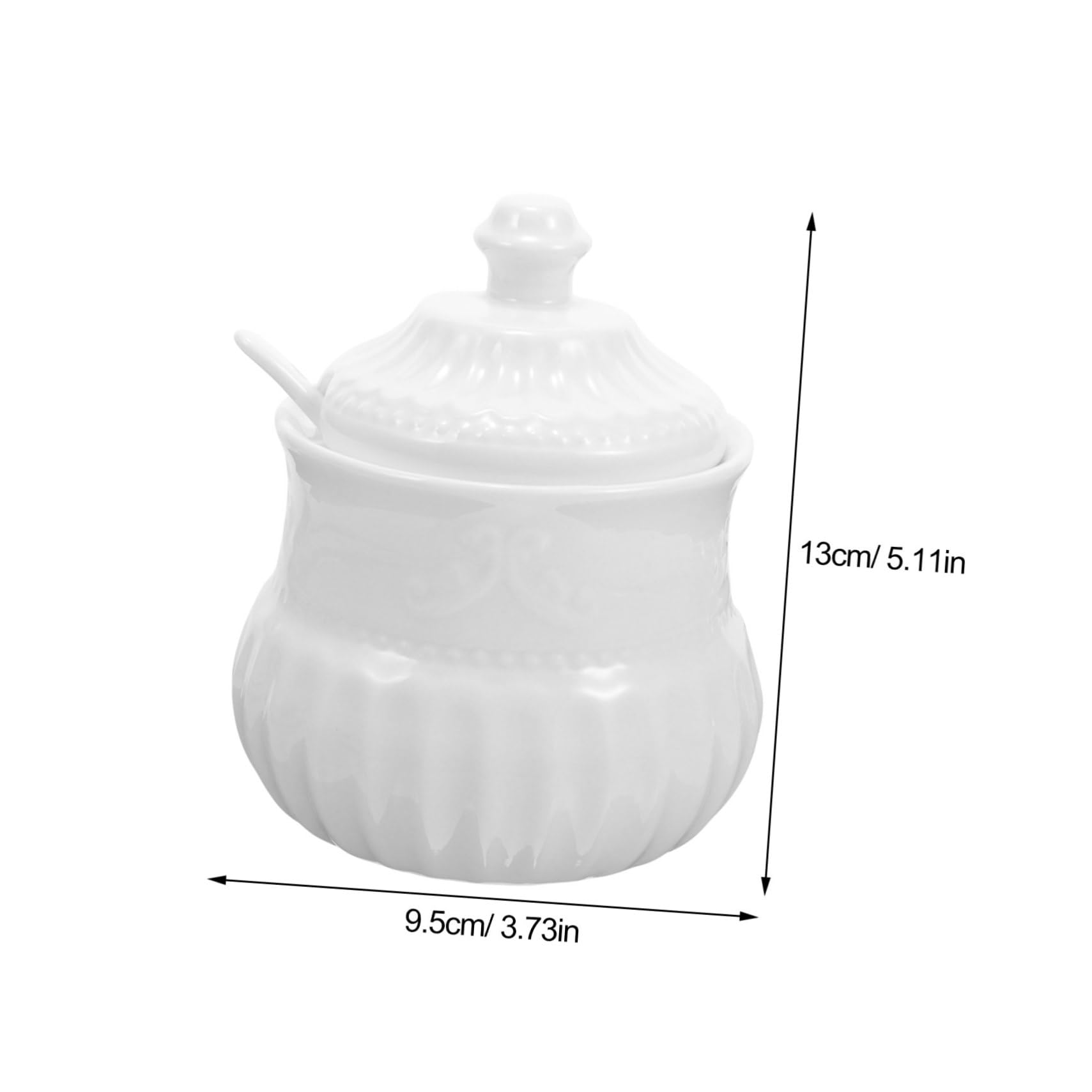 STOBAZA Ceramic Sugar Bowl with Spoon Household Condiment Jar Snacks Jar Seasoning Canister Sugar Cellar Salt Container Sugar Containers for Cafe Salt Dish Spice Container Ceramics White