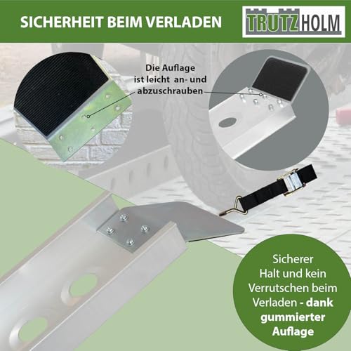 TRUTZHOLM Alu Auffahrschiene 194cm / 200 kg Auffahrschine Verladerampe Motorrad Moped E-Bike Schwarz (Grau)