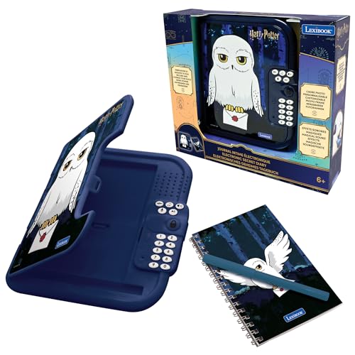 Lexibook, Harry Potter, Journal Intime électronique Hedwige avec Stylo et carnet Inclus, interactif, Mot de Passe, Fonctions Amusantes, Effets sonores, Noir/Blanc, SD50HP1