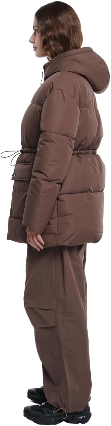Women's Winter Puffer Jackets, Winter Jacket Hooded, Waist Drawstring, Ladies Warm Outwear Coat - Image 4