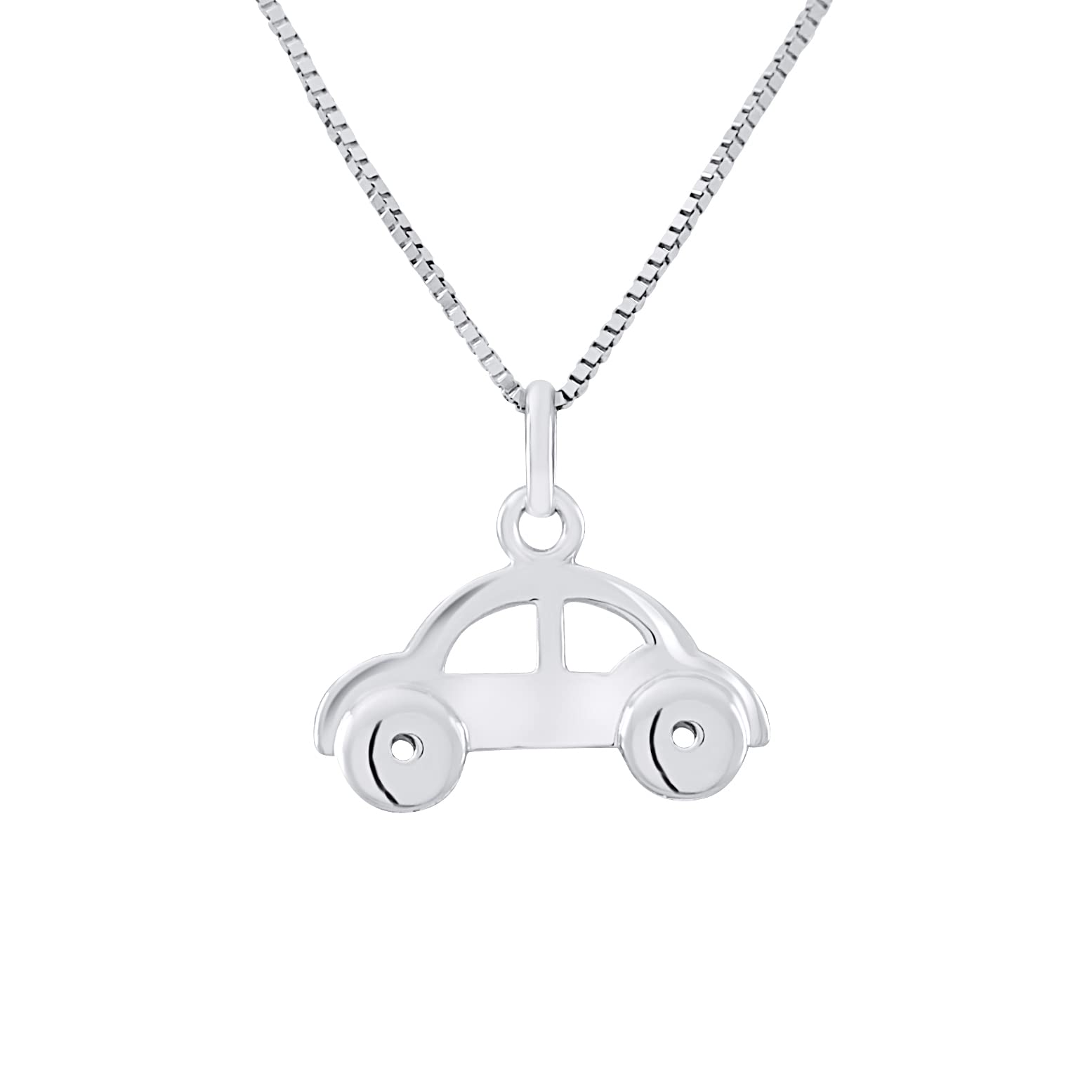 Amours, Bisous & Calins - Pendentif Enfants Motif VOITURE - Argent 925 Millièmes Rhodié - 100% Anallergique - Convient pour Enfants de 2 à 12 ans - Bijou Enfant
