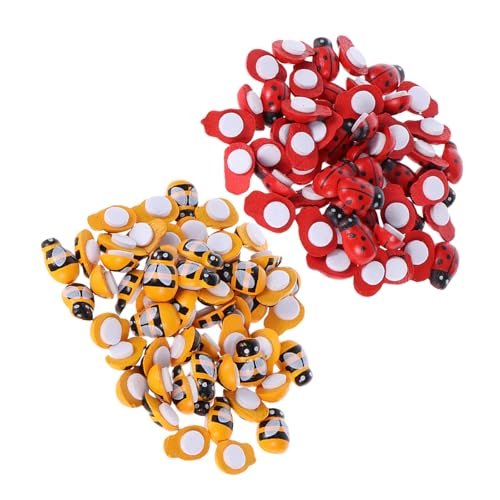 SUPVOX 300 Piezas de Mariquitas y Abejas Planas para Manualidades Adornos DIY Infantiles Figuras Miniatura Colores Vivos para Scrapbooking Ropa y Decoración Creativa