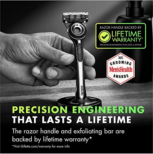 Gillette Razors For Men With Exfoliating Bar By Gillettelabs, Shaving Kit For Men, Includes 1 Handle, 4 Razor Blade Refills, 1 Premium Magnetic Stand #TOP3