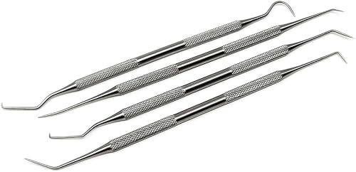 4 piezas de herramienta profesional de raspador dental púa de dentista, acero inoxidable médico, raspador de tarter dental para removedor de
