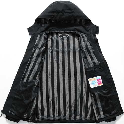 Outdoor Men's Waterproof Raincoat Windbreaker Lightweight Rain Jacket with Detachable Hood2