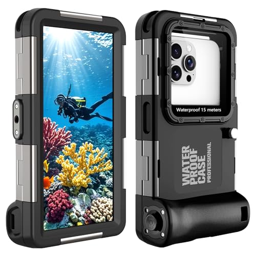 LOFISTERE Custodia subacquea impermeabile per snorkeling e immersioni per iPhone 16/15/14/13/12/11 Pro Max 15m/50ft Custodia impermeabile professionale per immersioni subacquee Custodia per foto e