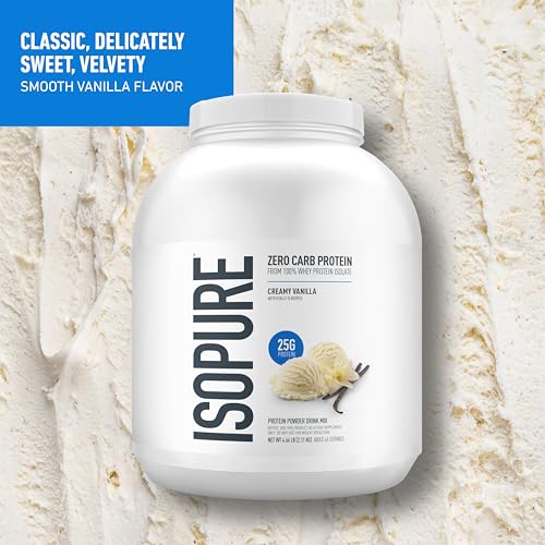 Image of Isopure Zero Carb 100% Pure Whey Isolate Protein Powder, Gluten Free, with Vitamins, Creamy Vanilla, 25g Protein Per Serving, 4.5 Lbs, 66 Servings (Packaging May Vary) (Pack of 4)