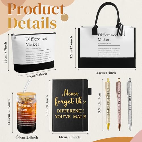 Image of Funnymoom 7 Pcs Difference Maker Gift Thank You Gifts for Women Employee Appreciation Gifts Set for Graduation Teacher Nurse