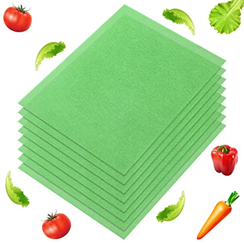 Image of Poen 8 Pcs Fruit and Veggie Life Extender Liner 12 x 15 Inch Sponge Fridge Shelf Mat Green Washable Refrigerator Liners Fridge Drawer Pads Liner, Extends Life of Your Produce and Keep Food Fresh