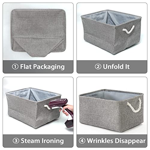 Thewarmhome Large Baskets For Storage Rectangular Basket Decorative Basket Fabric Storage Bin Brown Storage Basket Shoes Basket Towel Basket Cloth Baskets Blanket Storage(Extra Large, Grey) #TOP5