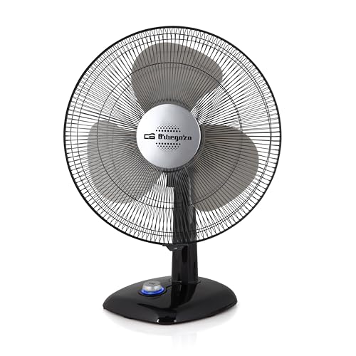 Orbegozo TF 0134 - Ventilador de sobremesa, oscilante, 3 velocidades de ventilación, diámetro hélice 30 cm, asa transportable, 40 W, piloto luminoso LED, negro