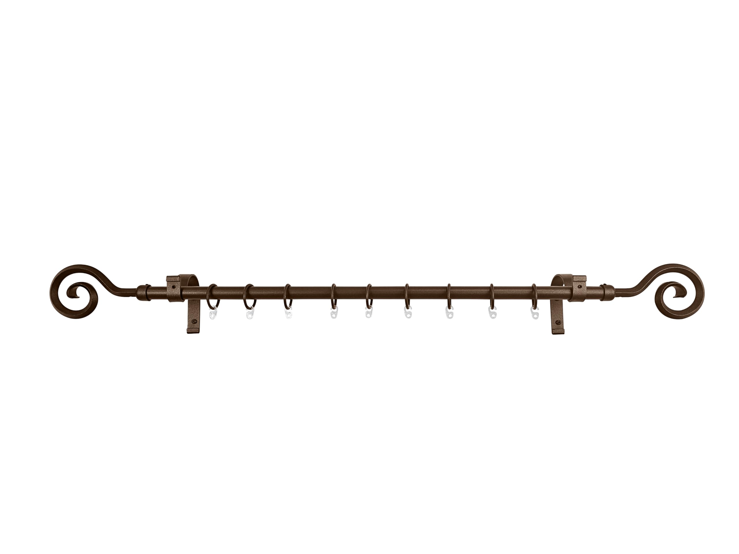 Kit Bastone Tenda Allungabile in Ferro Battuto 150-300 cm Diametro 20 mm. Bastone Artigianale Fatto a mano in Italia, Bastone tende Classico, Bastone tenda Shabby Chic (Ricciolo Ruggine)
