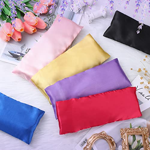 image for Tudomro 6 Pieces Satin Eye Pillow Case Washable Yoga Eye Pillow Cover 