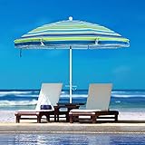 Abba Patio 7ft Beach Umbrella with Sand Anchor, Push Button Tilt and Carry Bag, UV 50+ Protection...
