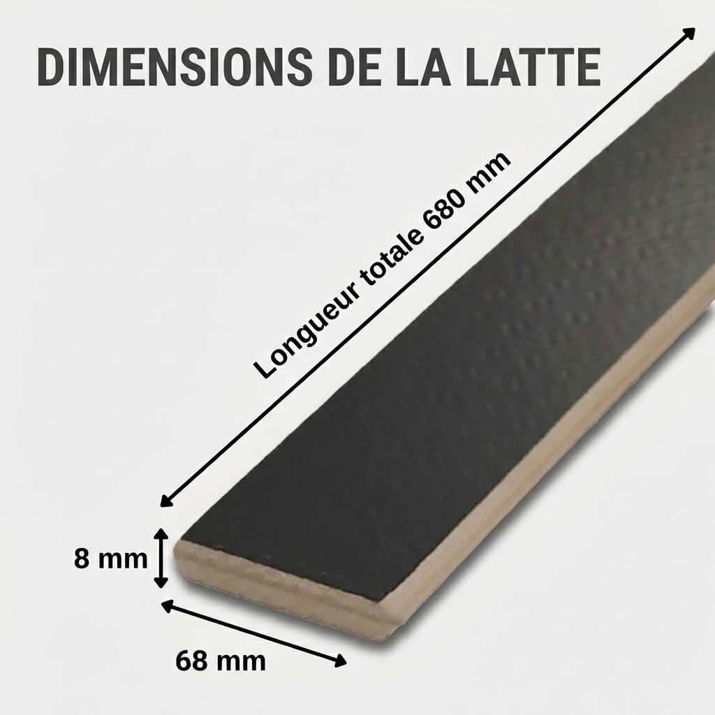 EBAC Literie Lot de 10 Lattes + Embouts pour sommier et lit | 680x68x8 mm | Bois hêtre Durable - 7 Plis | Remplacement - Rechange - Renfort pour sommier/bz/clic clac/canapé