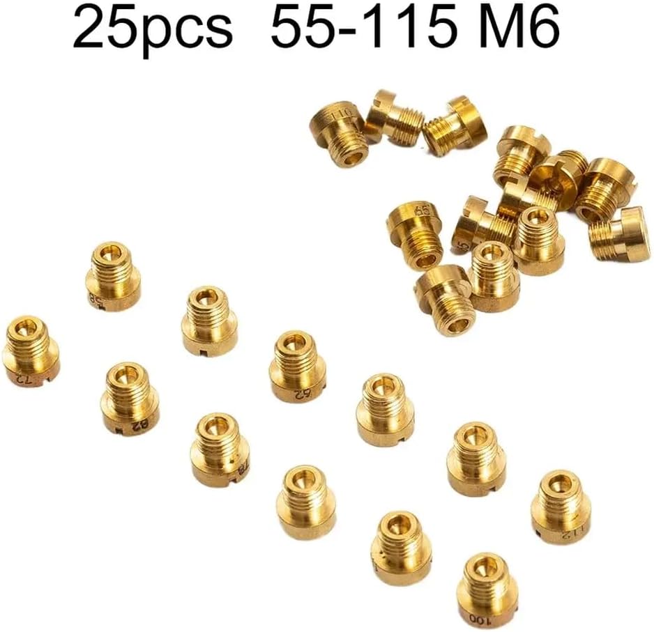 25Pcs M6 Main Jet 55-115 Set for Carburetors 6mm Main Jets Replacement Compatible with Dellorto and Similar Carburetor Models Injector Nozzle