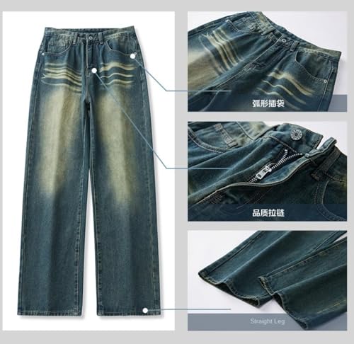 Jeans Pants Trousers Denim Wide Leg Straight Floor Dragging for Men Loose Heavy Duty Washed Casual4
