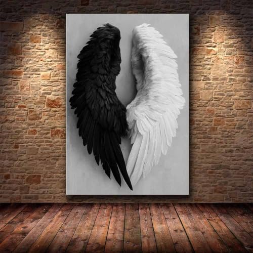 Art des ailes noires blanches tableau décoration murale pour salle de bain