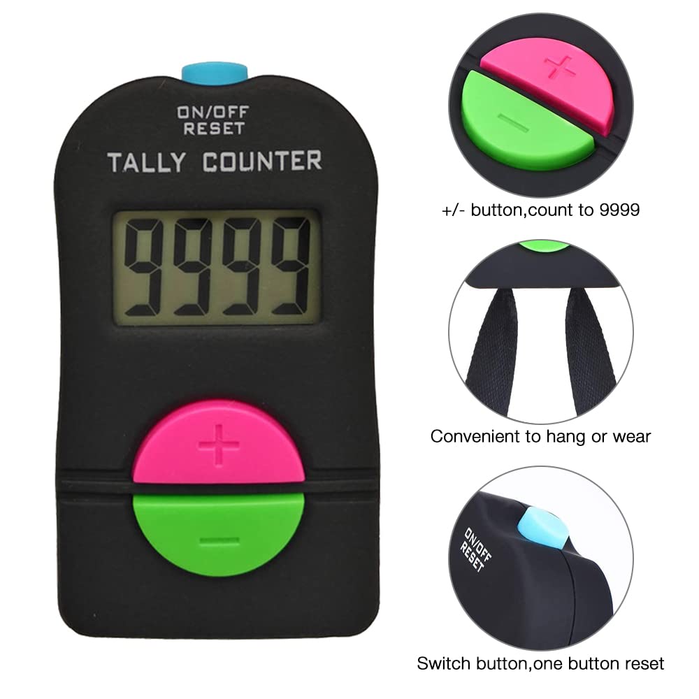 Contatore Digitale, Contatore Digitale per Golf da 2 Pezzi, Elettronica Aggiungi sottrarre clicker Manuale, Contatore Digitale per Piccoli Golf, con Cordino, 0-9999
