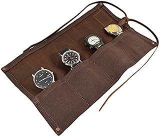 Hide & Drink, Waterproof Waxed Canvas Travel Watch Roll Organizer Holds Up To 4 Watches, Easy Carry On Watchlover Storage, Travel & Commuter Essentials, Handmade (Honey Bourbon)