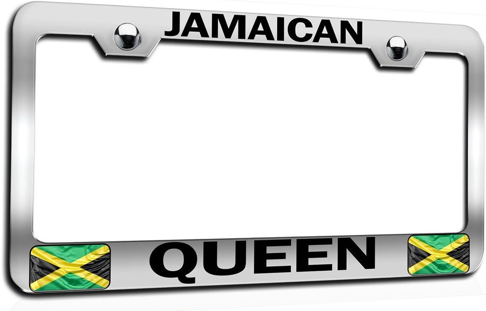 Makoroni - Jamaican Queen Jamaican Ch Steel Auto SUV License Plate Frame, License Tag Holder