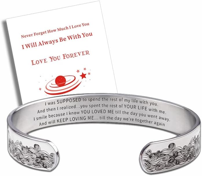 Jojomina Memorial Bracelet for Loss of Loved One Husband Mother Dad Son Daughter Bereavement Sympathy Gift Stainless Steel Inspirational Mantra Cuff Bangle Bracelet - Image 4